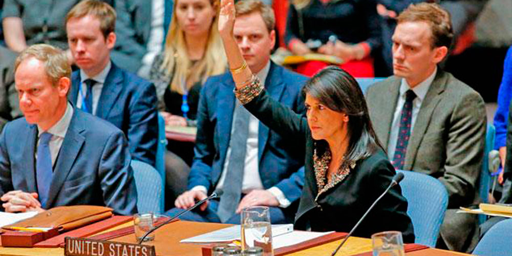 Votación en el Consejo de Seguridad sobre reconocimiento de Jerusalén como capital: 14 votos y un veto 